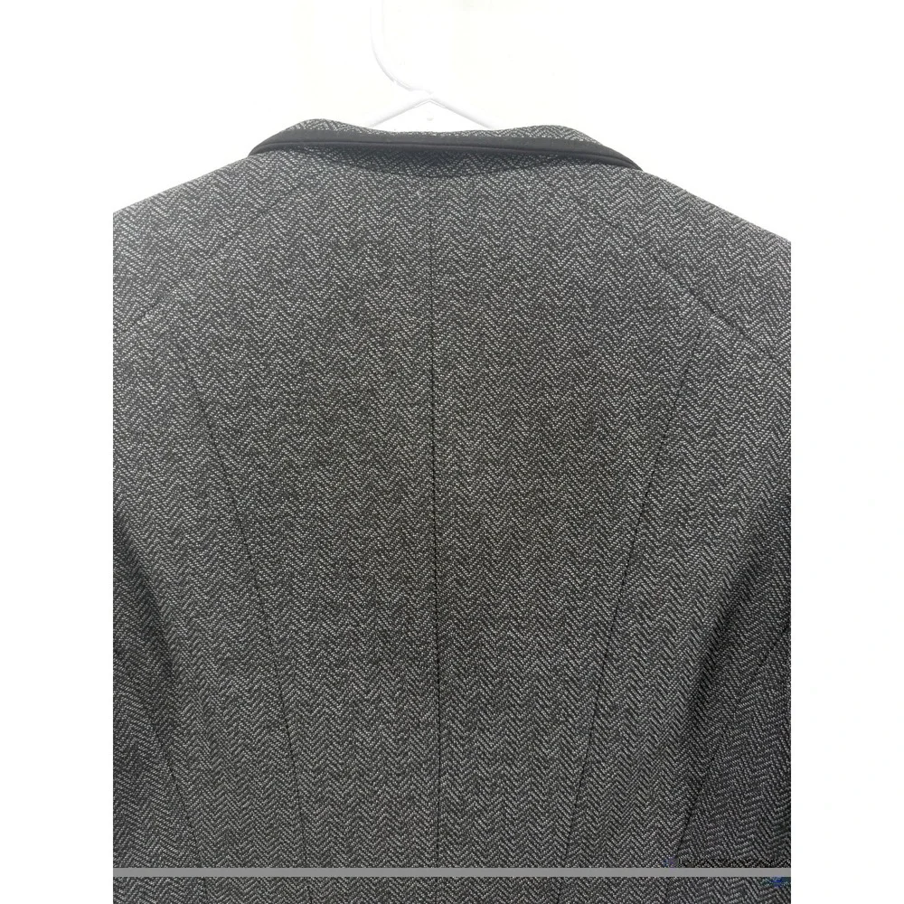 White House Black Market Gray Black Tweed Suit Blazer Jacket Career Women 10 EUC